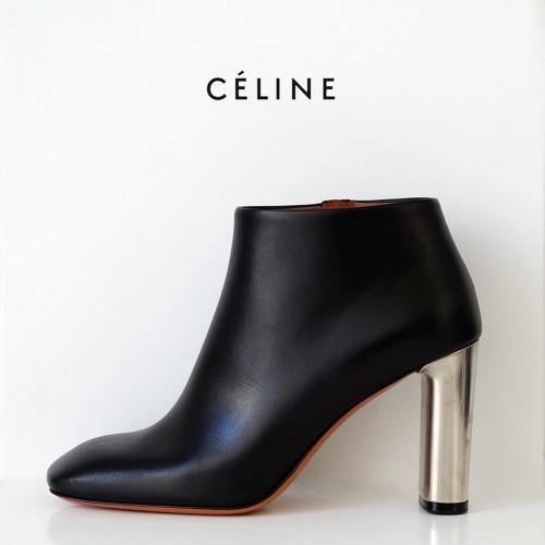 Celine ankle boots short silver heel